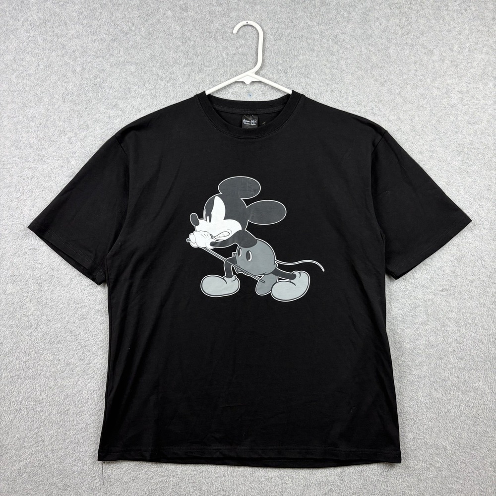 Number Nine T Shirt Size 2 (22x28) Black Double Sided Mickey Mouse Made In Japan